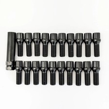 (20) 14x1.5 M14x1.5 28mm Black Conical Cone Seat Spline Wheel Lug Bolts W/Key picture