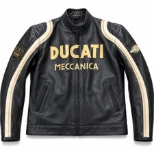 Ducati Meccanica Leather Jacket Mens Motorcycle Biker Racing Retro Jacket picture