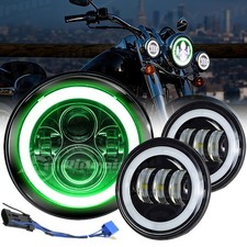 Green Halo 7 inch LED Headlight 4.5