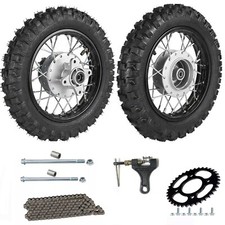 Pair of 2.50-10 Front Rear Tire Rim Drum Brake Wheel 420 37T Sprocket Chain 50cc picture