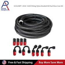 10-20FT AN10 -10AN Fitting Stainless Steel Nylon Braided Oil Fuel Hose Line Kit picture