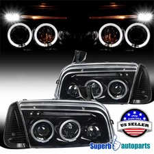 Fits 2006-2010 Dodge Charger Polished Black Halo Projector Headlights picture