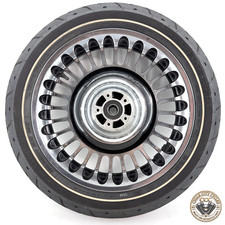 OEM 09-22 HARLEY TOURING KNUCKLE 17X3 FRONT WHEEL RIM CHROME BLACK TIRE picture
