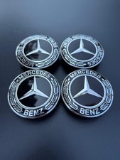 4PCS/Set 75mm For Mercedes-Benz Dark Black Wheel Center Hubcaps Emblem Rim Cap✅ picture