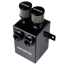 Black 2L 2X 12AN Oil Breather Catch Can Tank 2 Port Dual Breather Filter Kit New picture