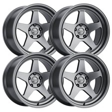 (Set-4) Kansei Knp Gloss Gunmetal 17x8 5x4.5/5x114.3 35mm Wheels Rims 17 Inch picture