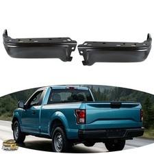 For 2009-2014 Ford F150 F-150 Black w/o Sensor Holes LH&RH Rear Bumper End Caps picture