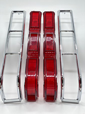 1966 Chevrolet Impala Tail Light Lamp Lens and Chrome Bezel LH RH 4 PCS picture