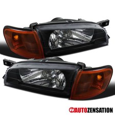 Fit 1995-2001 Subaru Impreza Black Headlights Amber Corner Signal Left+Right picture
