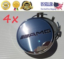 4x Mercedes Benz Silver AMG Caps (A Set) Standard 2.95Inch/75mm Fits Most Models picture