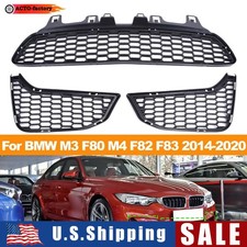 3X Fog Light Bezel Grill Front Bumper Center Mesh SetFor BMW 3Ser M3 F80 M4 F82 picture