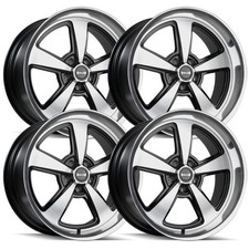 Ridler 652 17x8 + 18x9.5 Staggered 5x4.75 0mm Black Machined Wheels Rims 18 Inch picture