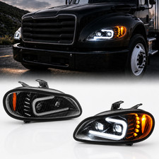 For Freightliner M2 106 112 2003-2019 LED DRL SIGNAL Projector Headlights Black picture