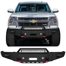 For 2014-2015 Chevy Silverado 1500 Steel Front Bumper w/Winch Plate & LED Lights picture