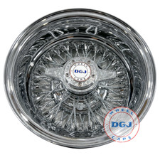 DGJ 13x7 Rev 72 Cross Lace Diamond Spokes All Chrome Lowrider Wire Wheels picture