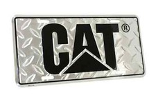 NEW - CAT Aluminum Diamond Plate License Tag - Caterpillar Truck Equipment Gift picture