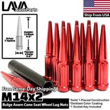 24x Red 14x2 Spline Spike Lug Nut Fit 04-14 Ford F150 Expedition Navigator picture