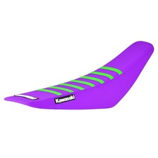 1999-2002 KAWASAKI KX 125-250 gripper seat cover  all PURPLE/ FLO GREEN ribs #77 picture