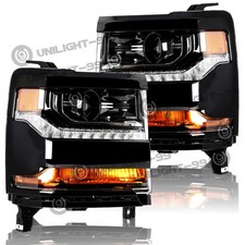 For 2016-2018 Black Chevy Silverado 1500 HID/Xenon Headlights Assembly LH+RH Set picture