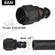 1 x 6AN 9/16-18UNF To 3/8 inch Barb Straight Push Lock Hose Fitting End picture