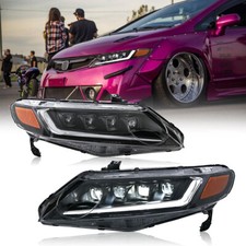 Pair LED Projector Headlight For Honda Civic 2006-2011 Sequential Turn Animation picture