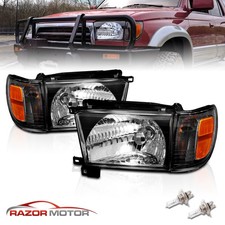 1996-1998 Black Glass Headlight + Corner Light Pair For Toyota 4Runner w/ Bulb picture