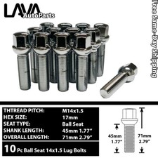 10PC CHROME 14X1.5 BALL SEAT LUG BOLT 28/40/45MM SHANK FIT MERCEDES STOCK WHEEL picture