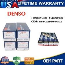 Denso OEM 90919-02258Ignition Coils Spark Plugs kit For Toyota Corolla Prius picture