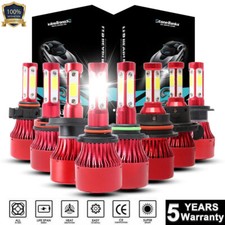 4-Side 9005/9006/H11/H4/9007 LED Headlights Kit COB 6500K White Hi/Lo Beam Bulbs picture