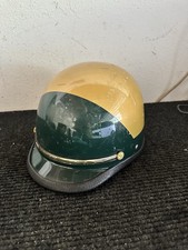 Vintage Super Seer Motorcycle Helmet S/M Gold Green Half Shell Genuine picture