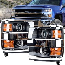 Projector Headlights For 2015-2019 Chevy Silverado 2500HD 3500HD Chrome Headlamp picture
