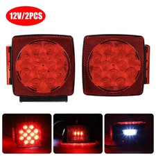 2PCS Rear LED Submersible Square Trailer Tail Lights Kit Boat Truck Waterproof picture