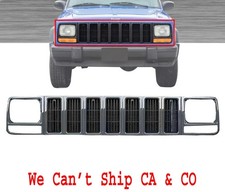 For 1997-2001 Jeep Cherokee Front Grille Assembly & Headlight Bezels Set 3pc picture