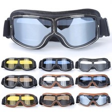 NEW Motorcycle Goggles Vintage Aviator Windproof Riding Glasses Retro Leather picture