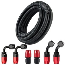 6AN Fuel Line Kit,AN6 Braided Nylon Fuel Hose CPE 10FT Black&Red picture