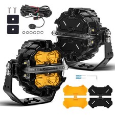maXpeedingrods 3.5 Inch Round 160W LED Off Road Lights + Amber Flood Light Cover picture