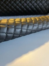 Leatherette Fabric Foam Quilted BLACK AND BLACK Car Seat Upholstery DIAMOND picture