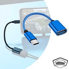 2Pcs USB-C Male to USB-A Female OTG Adapter Cable Blue picture