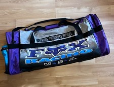 Vintage Fox Racing Motocross Gear Travel Duffel Bag Black Blue 22x14x11.5 picture