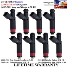 OEM Siemens Set Of 8 Genuine Fuel Injectors For 2001-2003 Jeep & Dodge 4.7L V8  picture