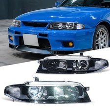Pair R33 LED Headlights For 1995-1998 Nissan Skyline GT-R GTR R33 w/Bulbs picture