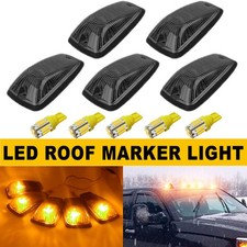 5pcs Smoke Cab Roof Marker Light + Amber LED For 88-02 Chevy GMC C/K 1500-3500 picture