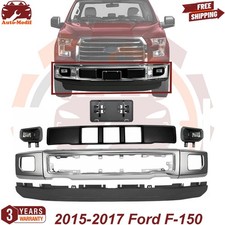 Front Bumper Chrome Steel and Fog Lights Assembly Kit For 2015-2017 Ford F-150 picture