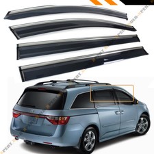 FOR 2011-17 HONDA ODYSSEY CLIP-ON CHROME TRIM WINDOW VISOR RAIN GUARD DEFLECTOR picture