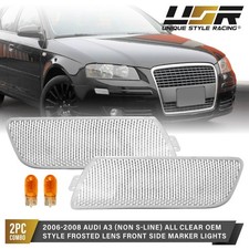 Clear Front Bumper Side Marker Pair For 2006-2008 Audi A3 without S-Line Package picture