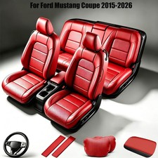 Car Seat Covers Breathable Seat Protectors For Ford Mustang Coupe 2015-2026 Red picture