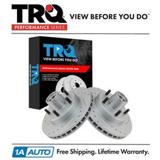 TRQ Performance Brake Rotor Drilled & Slotted Coated Front Pair for Chevy picture