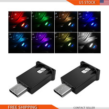 2 PCS USB Type C LED Ambient Light, 8 Colors RGB Adjustable Brightness Car Home picture