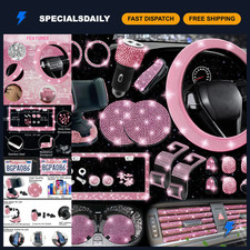 27-Piece Bling Car Accessories Set - Universal Steering Wheel Covers, Phone Hold picture