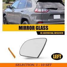 1-10x Clear Non-Heated Left Mirror Glass Fit Jeep Cherokee 2014-2023 Driver Side picture